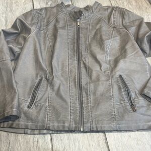 Debbie Collection Gray Faux Leather Jacket 3X